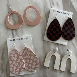 Nickel & Suede Neutral Earring Set